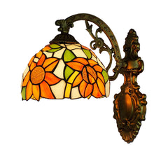 Antique Gold Stained Glass Wall Sconce