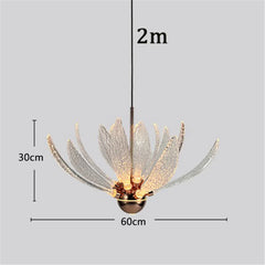 Acrylic Lotus Flower Pendant Light with Gold Finish Metal Frame