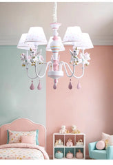 Pink White Unicorn Chandelier Children's Room Flush Mount Light
