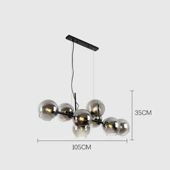 Smoked Gray Glass Orb Pendant Light with Black Metal Frame