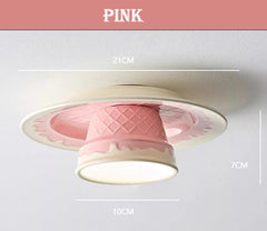 Ceramic Rose Bud Flush Mount Ceiling Light with Frosted Bell Shades
