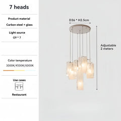 Clear Glass Tube Pendant Light Industrial Bar Chandelier