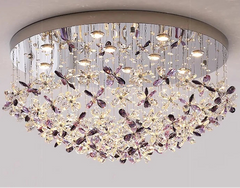Ceiling light fixture with floral and butterfly design on a gray background