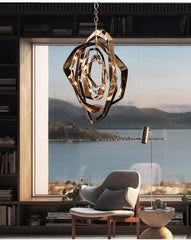 Geometric Rose Gold Crystal Chandelier Light Fixture Pendant