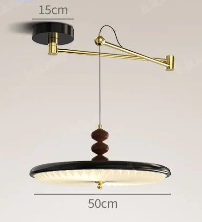 Ceiling light fixture with specifications and features on a white background