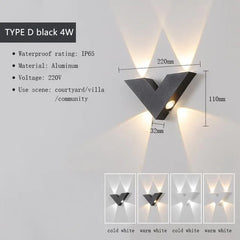 Wall-mounted light fixture with specifications on a white background