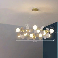 Gold Starburst Branch Chandelier with Globe Shades