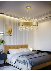 Gold Crystal Ring Chandelier with Colorful Accents