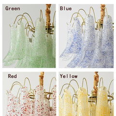 Gold Floral Bell Shaped Glass Chandelier Pendant Light