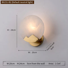 Wall-mounted light fixture with dimensions and placement details on a gray background