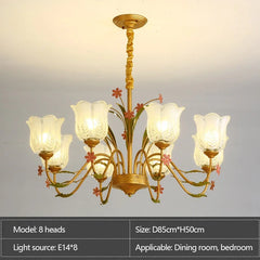 Gold Floral Arm Chandelier Hanging Ceiling Light Fixture