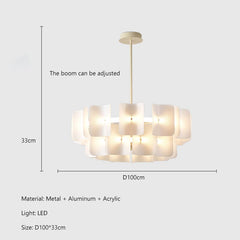 Modern Gold Acrylic Wave Chandelier with Tiered Design