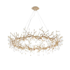 Chandelier with branch-like design on a white background