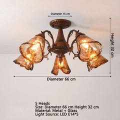 Brushed Bronze Floral Semi-Flush Mount Ceiling Light