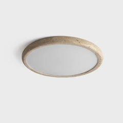 Round Stone Texture Flush Mount Ceiling Light Subtle Natural Finish