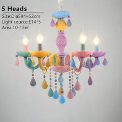 Macaron Crystal Chandelier Pastel Floral Semi-Flush Ceiling Light