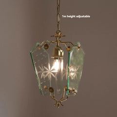 Glass Starburst Pendant Light with Brass Accents