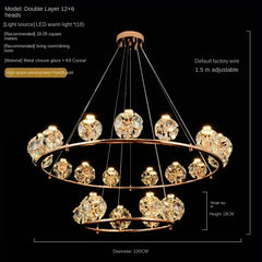 Gold Crystal Orb Linear Pendant Light with Oval Frame