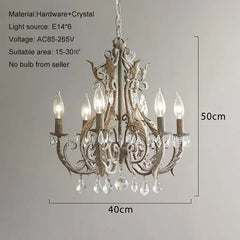 Chandelier with dimensions on a gray background