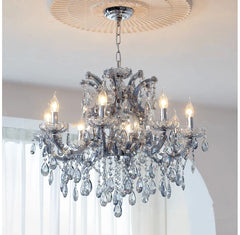 Crystal Candelabra Chandelier with Droplet Accents and Metal Frame