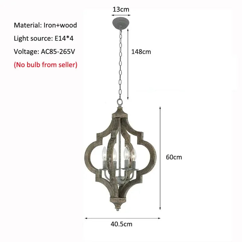 Pendant light with dimensions and specifications on a white background