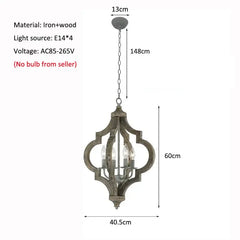 Pendant light with dimensions and specifications on a white background