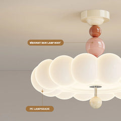 Pink Cloud Flush Mount Light Opal Glass Children's Room Ceiling Light