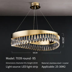 Round Crystal Pendant Light with Touch Control LED