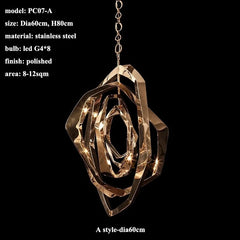 Geometric Rose Gold Crystal Chandelier Light Fixture Pendant