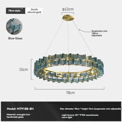 Gold Ring Chandelier with Textured Butterfly Glass Cubes