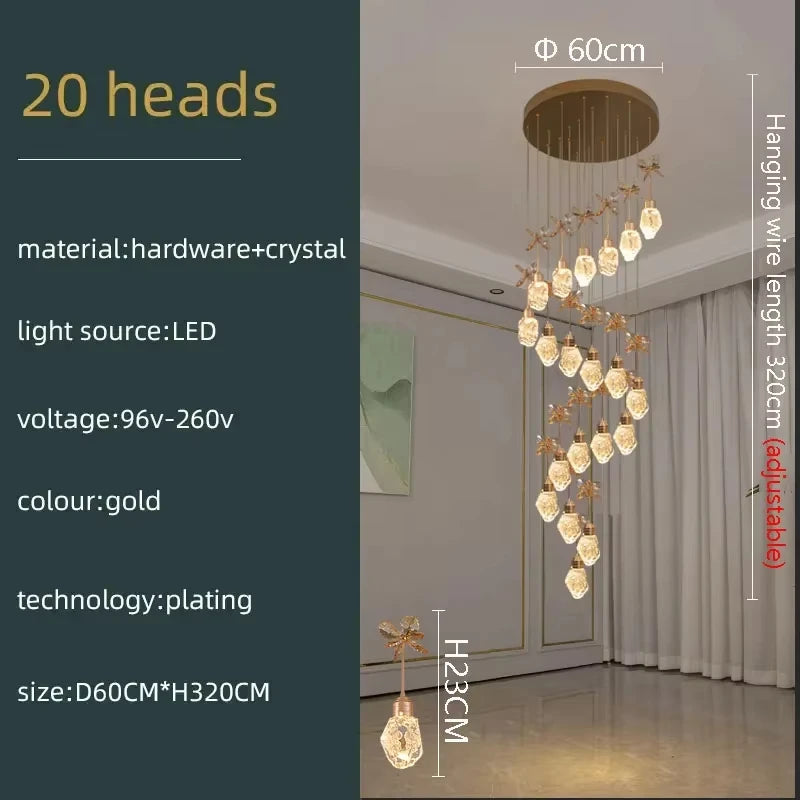 Chandelier with specifications on a dark background