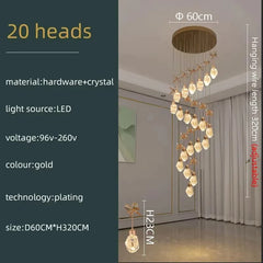 Chandelier with specifications on a dark background