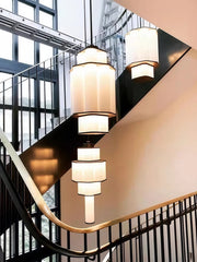 Tiered Gold Frame Pendant Light with Frosted Acrylic Shades