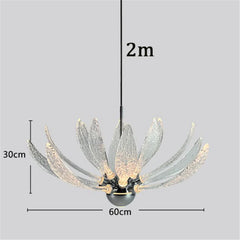 Acrylic Lotus Flower Pendant Light with Gold Finish Metal Frame