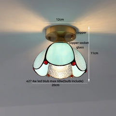 Ceiling light fixture with measurements and component labels on a gray background