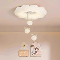 White Cloud Semi-Flush Ceiling Light with Pink Butterflies