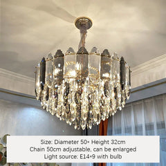 Crystal Waterfall Pendant Lighting Fixture with Gold Faceted Accents
