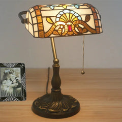 Stained Glass Table Lamp Mediterranean Baroque Bronze Desk Light