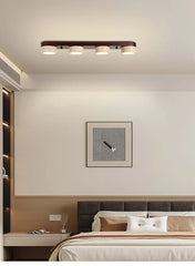 Natural Stone and Wood Linear Flush Mount Light Fixture