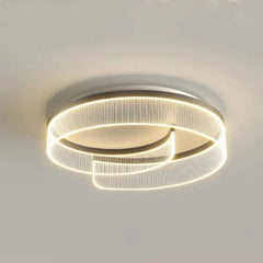 Swirling Ribbed Ring Semi-Flush Mount Ceiling Light with Frosted Shade