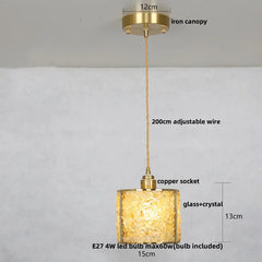 Pendant light with labeled parts on a gray background