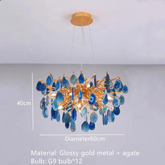 Gold Leaf Shaped Chandelier Modern Pendant Light