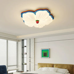 White Petal Flower Flush Mount Light with Multicolor Accents