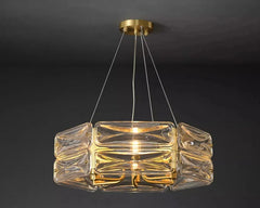 Gold Frame Geometric Crystal Chandelier Pendant Light Fixture
