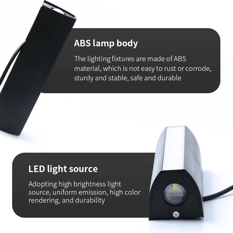 Lighting fixture with ABS lamp body and LED light source on a white background