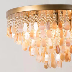Gold Teardrop Shell Tiered Semi-Flush Ceiling Light