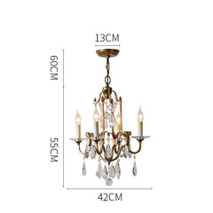 Gold Candelabra Crystal Chandelier with Ornate Metal Frame and Drips