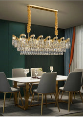 Gold Crystal Teardrop Cascading Chandelier Light