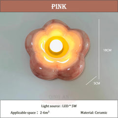 Ceramic Petal Wall Sconce Pink Blue Gradient Light