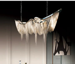 Gold Aluminum Chain Tassel Pendant Light Modern Dining Room Chandelier